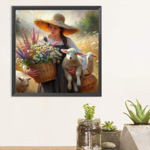 Load image into Gallery viewer, Diamond Painting - Full Round - Oil painting style farm woman (30*30CM)