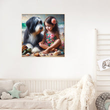 Load image into Gallery viewer, Diamond Painting - Full Round - Cute puppy and girl (30*30CM)