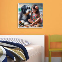 Load image into Gallery viewer, Diamond Painting - Full Round - Cute puppy and girl (30*30CM)