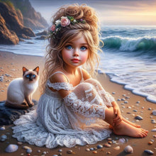 Load image into Gallery viewer, Diamond Painting - Full Round - little girl and animals (30*30CM)