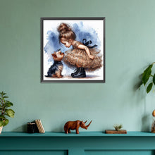 Load image into Gallery viewer, Diamond Painting - Full Round - little girl and animals (30*30CM)