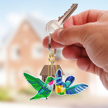 Load image into Gallery viewer, 10Pcs Acrylic Double Sided Special Shaped Hummingbird Diamond Painting Keychain