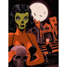 Load image into Gallery viewer, Diamond Painting - Full Round - Horror moonlit halloween castle skeleton (30*40CM)