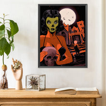 Load image into Gallery viewer, Diamond Painting - Full Round - Horror moonlit halloween castle skeleton (30*40CM)