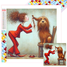 Load image into Gallery viewer, Diamond Painting - Full Square - Woman in red and dog (30*30CM)