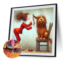 Load image into Gallery viewer, Diamond Painting - Full Square - Woman in red and dog (30*30CM)
