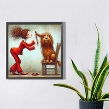 Load image into Gallery viewer, Diamond Painting - Full Square - Woman in red and dog (30*30CM)