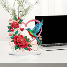 Load image into Gallery viewer, Double Sided Special Shaped Heart Hummingbird 5D DIY Diamond Art Tabletop Decor