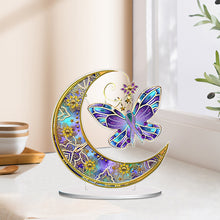 Load image into Gallery viewer, Double Side Special Shaped Butterfly Moon Diamond Painting Desktop Ornaments Kit