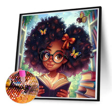 Load image into Gallery viewer, Diamond Painting - Full Round - butterfly girl reading (50*50CM)