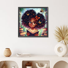 Load image into Gallery viewer, Diamond Painting - Full Round - butterfly girl reading (50*50CM)