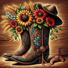 Load image into Gallery viewer, Diamond Painting - Full Square - sunflower boots (30*30CM)