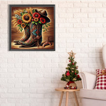 Load image into Gallery viewer, Diamond Painting - Full Square - sunflower boots (30*30CM)