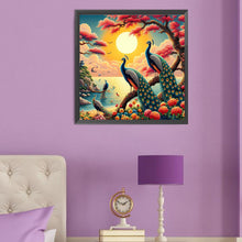 Load image into Gallery viewer, Diamond Painting - Full Round - Peacock and sunset (55*55CM)