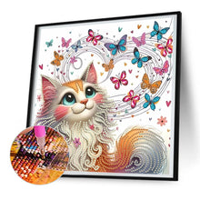 Load image into Gallery viewer, Diamond Painting - Partial Special Shaped - Painted butterfly cat (30*30CM)