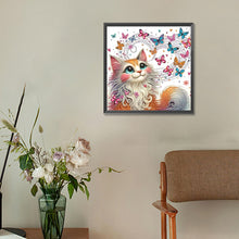 Load image into Gallery viewer, Diamond Painting - Partial Special Shaped - Painted butterfly cat (30*30CM)