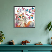 Load image into Gallery viewer, Diamond Painting - Partial Special Shaped - Painted butterfly cat (30*30CM)
