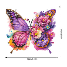 Load image into Gallery viewer, Acrylic Butterfly and Flowers Diamond Painting Hanging Pendant Decor (Purple)