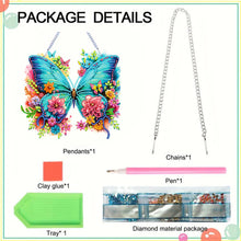 Load image into Gallery viewer, Acrylic Butterfly and Flowers Diamond Painting Hanging Pendant Decor (Green)