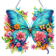 Load image into Gallery viewer, Acrylic Butterfly and Flowers Diamond Painting Hanging Pendant Decor (Green)