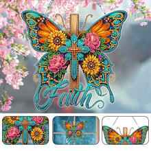 Load image into Gallery viewer, Acrylic Cross Diamond Painting Hanging Pendant Home Decor (Butterfly Cross)