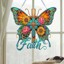 Load image into Gallery viewer, Acrylic Cross Diamond Painting Hanging Pendant Home Decor (Butterfly Cross)