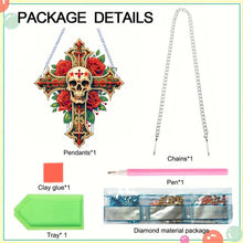 Load image into Gallery viewer, Acrylic Cross Diamond Painting Hanging Pendant Home Decor (Rose Skull Cross)