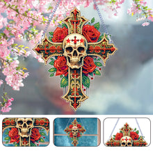 Load image into Gallery viewer, Acrylic Cross Diamond Painting Hanging Pendant Home Decor (Rose Skull Cross)