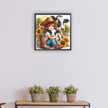 Load image into Gallery viewer, Diamond Painting - Full Round - girl and cow (30*30CM)