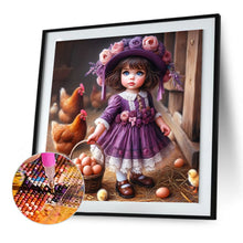 Load image into Gallery viewer, Diamond Painting - Full Round - girl and chicken (30*30CM)
