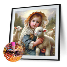 Load image into Gallery viewer, Diamond Painting - Full Round - girl and sheep (30*30CM)