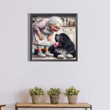 Load image into Gallery viewer, Diamond Painting - Full Round - Granny and dog (40*40CM)