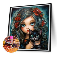 Load image into Gallery viewer, Diamond Painting - Full Round - black cat girl (30*30CM)