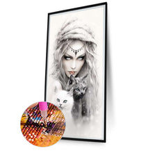 Load image into Gallery viewer, AB Diamond Painting - Full Round - girl and cat (40*80CM)