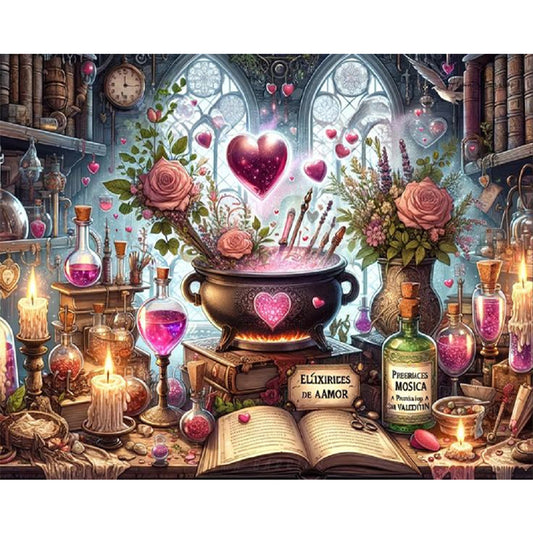 AB Diamond Painting - Full Round - Potion cauldron on the table (50*40CM)