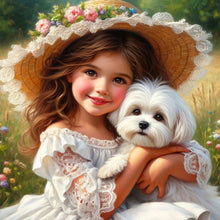 Load image into Gallery viewer, Diamond Painting - Full Round - cute pet girl (30*30CM)