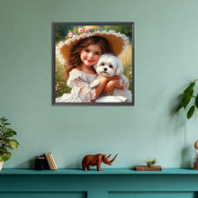 Load image into Gallery viewer, Diamond Painting - Full Round - cute pet girl (30*30CM)