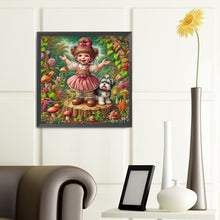 Load image into Gallery viewer, Diamond Painting - Full Round - Little girl performing in the garden (40*40CM)