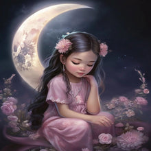 Load image into Gallery viewer, AB Diamond Painting - Full Round - little girl under the moon (40*50CM)