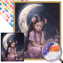 Load image into Gallery viewer, AB Diamond Painting - Full Round - little girl under the moon (40*50CM)