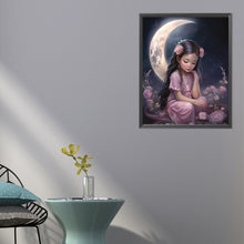 Load image into Gallery viewer, AB Diamond Painting - Full Round - little girl under the moon (40*50CM)