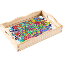 Load image into Gallery viewer, Wooden Retro Pattern 5D DIY Diamond Painting Serving Tray with Handle Home Decor