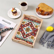 Load image into Gallery viewer, Wooden Retro Pattern 5D DIY Diamond Painting Serving Tray with Handle Home Decor