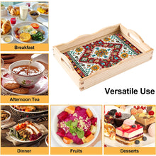 Load image into Gallery viewer, Wooden Retro Pattern 5D DIY Diamond Painting Serving Tray with Handle Home Decor