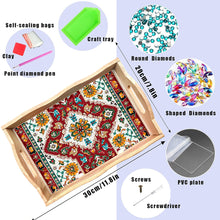 Load image into Gallery viewer, Wooden Retro Pattern 5D DIY Diamond Painting Serving Tray with Handle Home Decor
