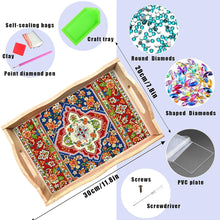 Load image into Gallery viewer, Wooden Retro Pattern 5D DIY Diamond Painting Serving Tray with Handle Home Decor
