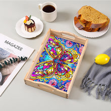 Load image into Gallery viewer, Wooden Butterfly Pattern 5D DIY Diamond Painting Table Serving Tray with Handle