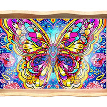 Load image into Gallery viewer, Wooden Butterfly Pattern 5D DIY Diamond Painting Table Serving Tray with Handle