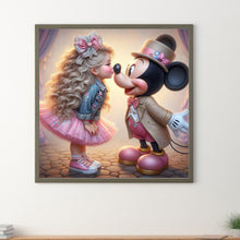Load image into Gallery viewer, Diamond Painting - Full Round - Girl kisses Mickey (30*30CM)