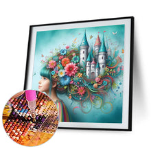 Load image into Gallery viewer, Diamond Painting - Full Round - Flower castle hair for girls (30*30CM)